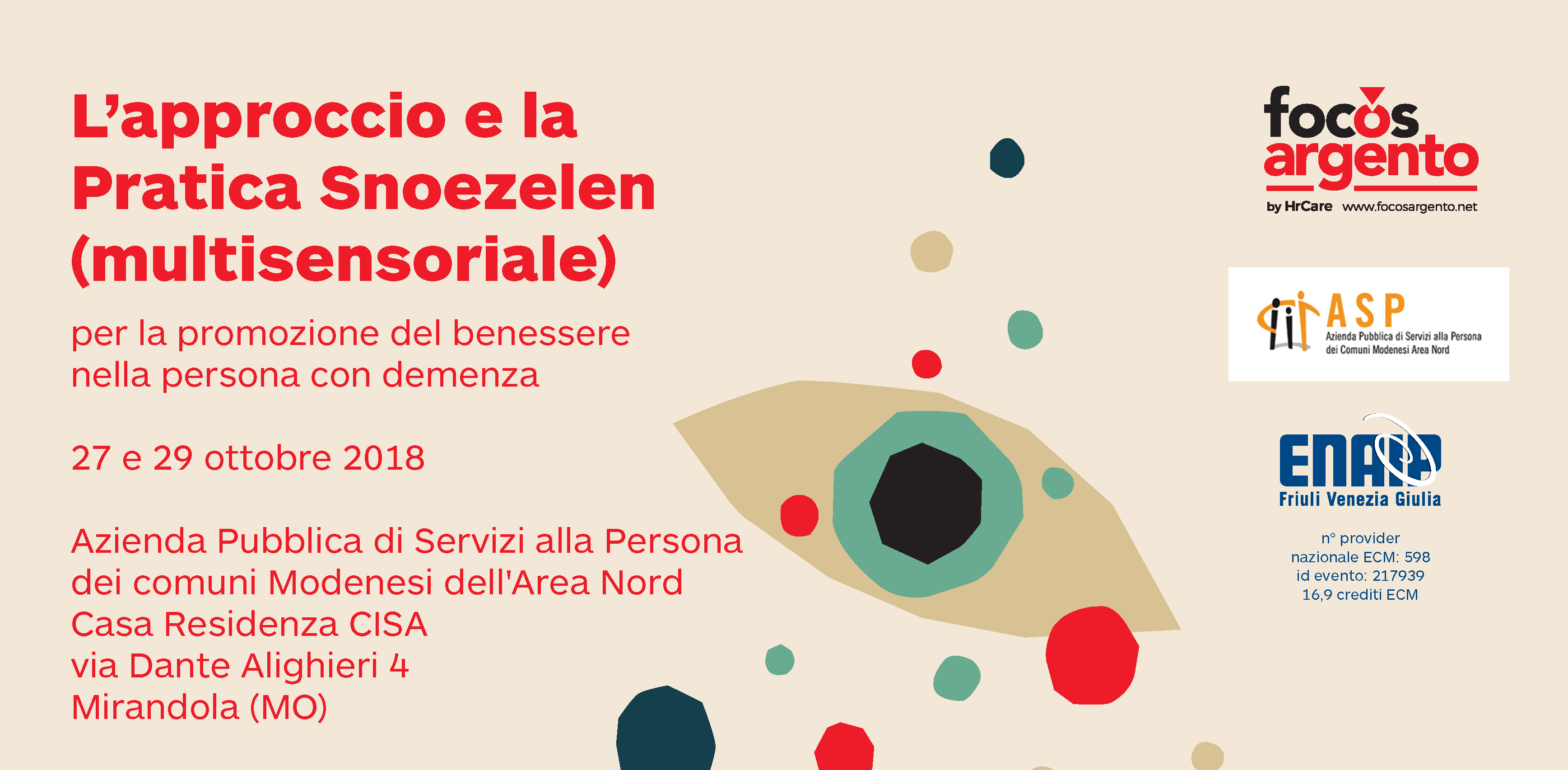Corso sull'Approccio Snoezelen al nucleo temporaneo demenze del Cisa di Mirandola, il primo centro in Italia ad applicare l'approccio con l'anziano con demenza